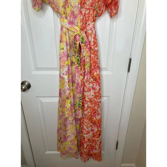Rococo Sand Nesh Maxi dress orange yellow floral metallic sz XS - Picture 4 of 16